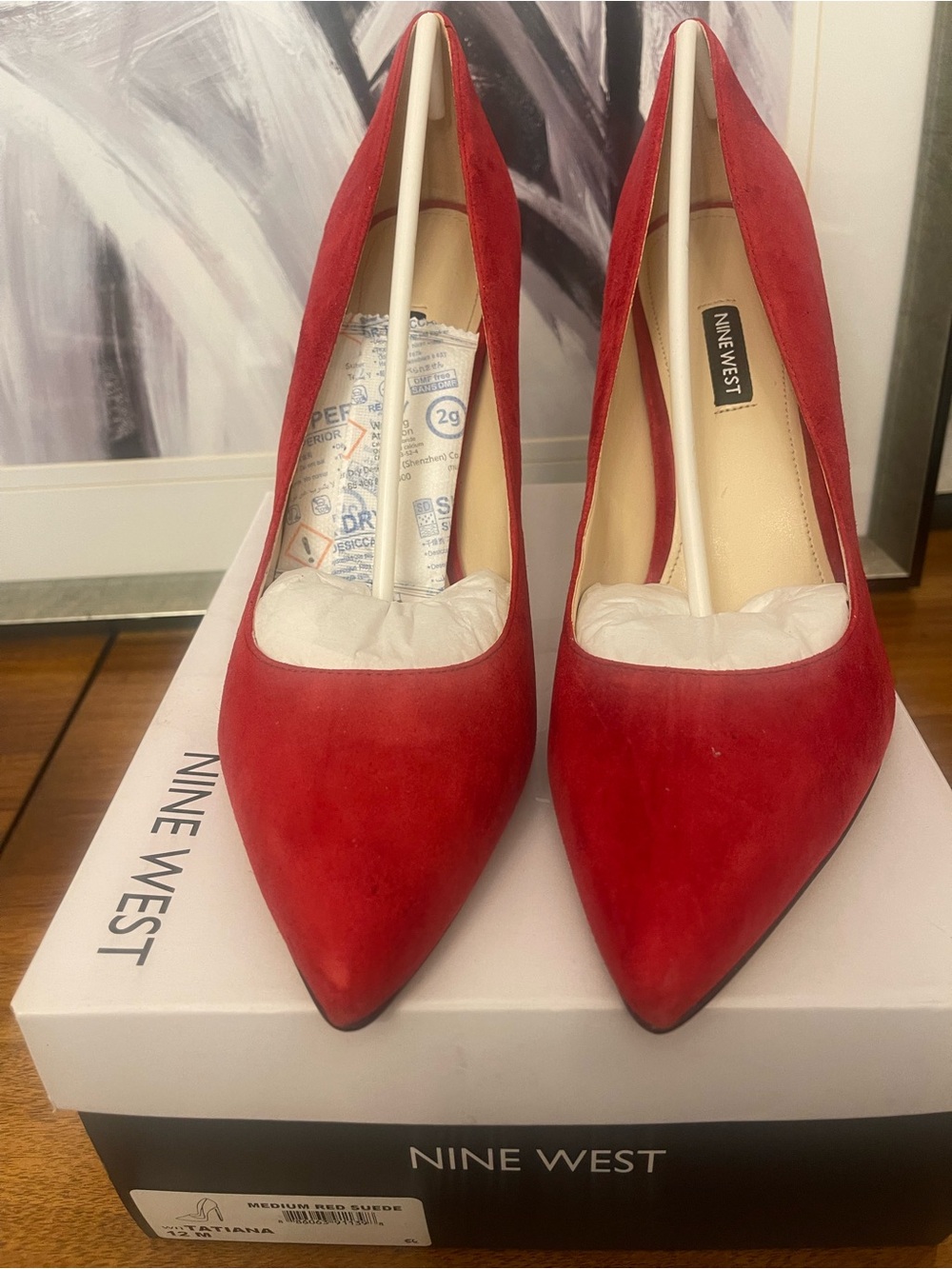 Nine West Red Pointed-Toe Suede leather Pumps